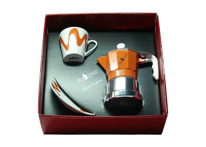 Confezione caffettiera Top Moka Top 1 tazza arancione