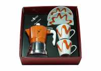 Confezione caffettiera Top Moka Top 2 tazze arancione