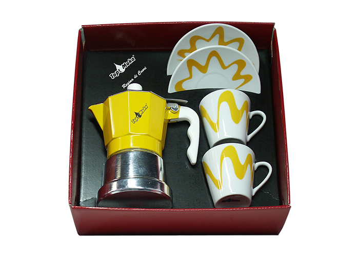 Confezione caffettiera Top Moka Top 2 tazze gialla