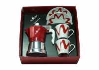 Confezione caffettiera Top Moka Top 2 tazze rossa