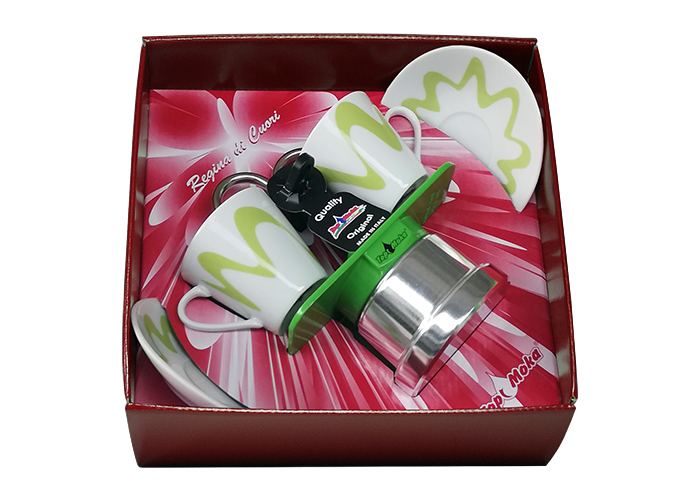 Confezione regalo caffettiera moka mini 2 tazze verde